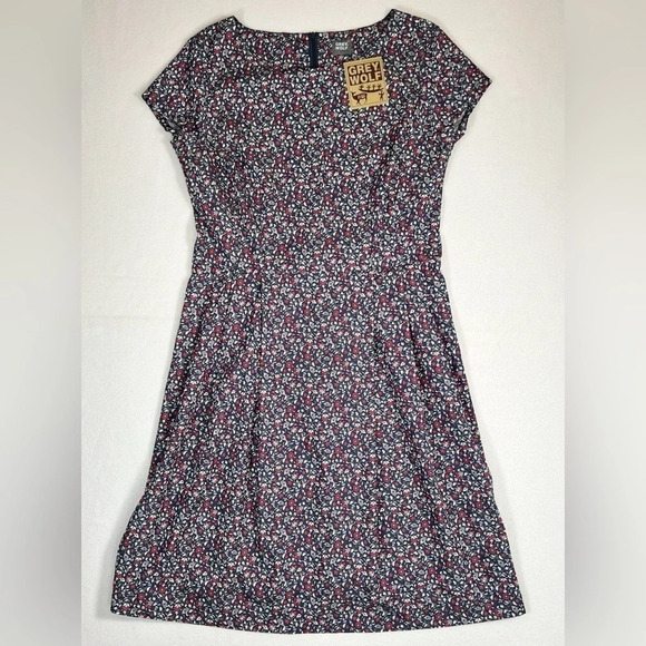 GREY WOLF Women’s Short Sleeve Fit & Flare European Polish Brand‎ Navy Floral 10 - Picture 5 of 13